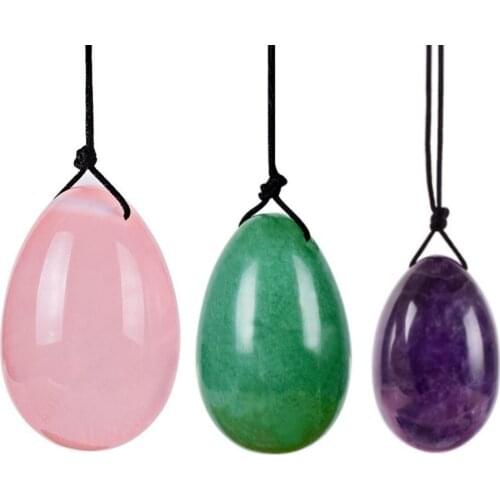 Natural Rose Quartz Material Yoni Egg Setc Jade Egg Pelvic Floor Muscle Kegel Exercise Ben Wa Ball Tightening Vaginal Kegel Egg