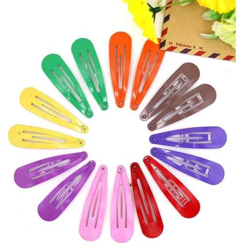 5cm Mix Solid Color Metal Hairgrip Girls Snap Hair Clips for Children Baby Hair Accessories Women Barrettes Clip Pins DIY
