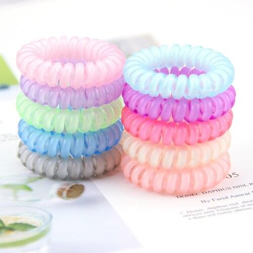10PCS Women Rubber Colorful Hair Rope Elastic Hairbands Spiral Shape Hair Ties Headwear Accessories Telephone Wire Line Headband