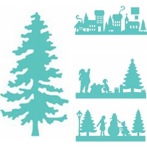 Winter Peace House Christmas Tree Metal Cutting Dies Stencil For DIY Scrapbooking Decorative Emboss Craft Die Cutting Template