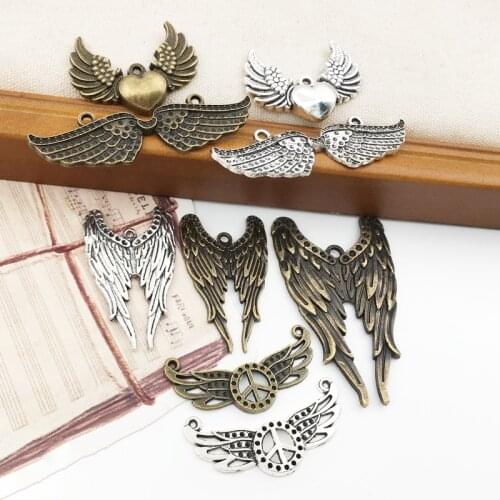 10Pcs Wings Charms Pendants DIY Jewelry Making Alloy Findings Accessory For Necklaces Earrings