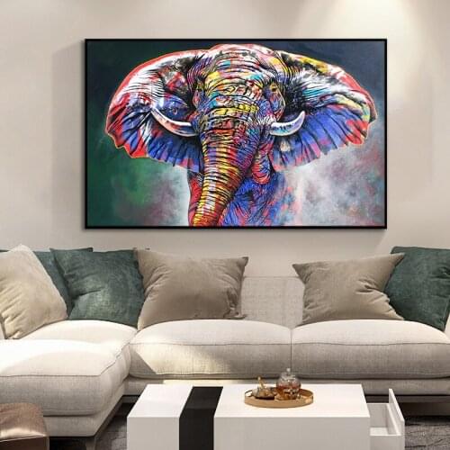 100% Handpainted Abstract Graffiti Elephant Animal Oil Painting On Canvas Wall Art Pictures For Living Room Bed Room Home Decor