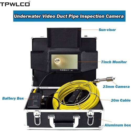 1000TVL 23mm Underwater Video Duct Pipe Inspection Camera Industrial Endoscope Camera System With 7inch 20m Cable