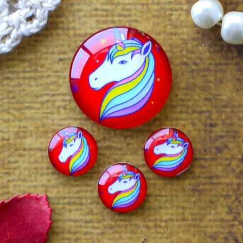 12mm 25mm 14mm 16mm 18mm 20mm Photo Glass Cabochons Round Cameo Set Handmade Settings Unicorn 01