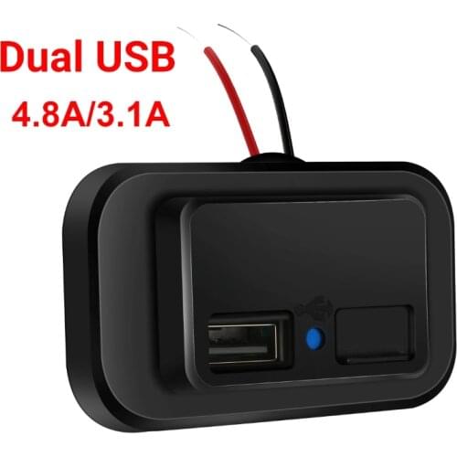 12V-24V 3.1A 4.8A Dual USB Charger Socket For Motorcycle Auto Truck ATV Boat Car RV Bus Power Adapter Outlet Dustproof