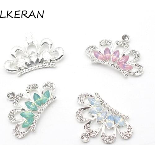 2pcs 42*30mm Resin Crystal Rhinestone Crown Buttons Wedding Decoraation Flatback Clothing DIY Hair Flower Center Scrapbooking