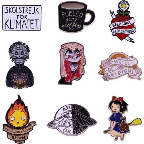 20pcs/lot G2039 Creative Cartoon Funny Brooches Metal Badges for Clothing Hat Pin jewelry Gifts Charming Pins for Fans
