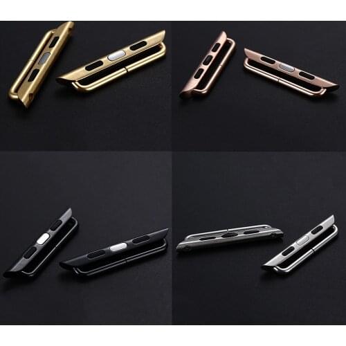 CARLYWET Silver Gold Rose Gold Black Watch Band Connector Adapter For AppleWatch iWatch Sports 38mm40mm42mm44mm with Screwdriver