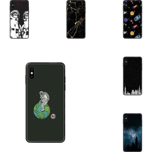Black Soft Painted Cover Phone Case For Galaxy S5 S6 S7 S8 S9 S10 S10e S20 edge Lite Plus Ultra Cute Space The Cat Retro