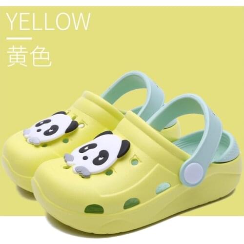 Childrens Cute Cartoon Panda Slippers Summer Hole Shoes Boys Girls Sandals Slippers Baby Non-slip Beach Shoes 2-6 Year 2020 New