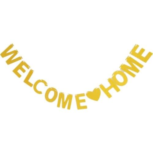 WELCOME HOME Gold Flags Banner Flags Bunting Decorative Party Bunting Garland for Birthday Christmas Housewarming Homecoming