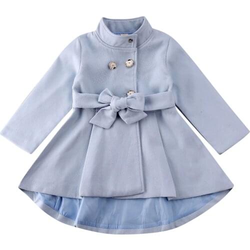Girl Trench Elegant Toddler Baby Girl Outerwear Long Dress Windbreaker Jacket Coat Autumn Winter Size 1-5Y