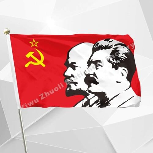 USSR Lenin and Stalin 3` x 5` FT Flag 90 x 150 cm Russia Russian Soviet Union CCCP Flags And Banners For / Victory Day