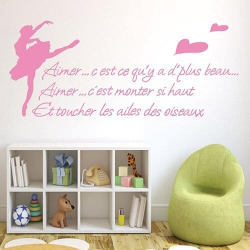 154x58cm french sayings rotating ballet dance decoration wall stickers room decor free shipping,w10201