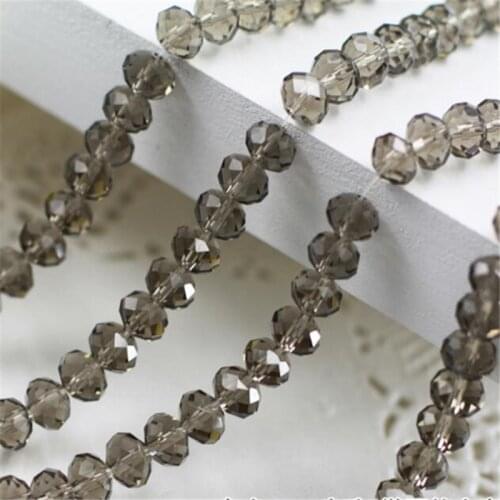 MHS.SUN 2mm-14mm Loose Grey Color Faceted Rondelle Glass Crystal Beads For Jewelry Accessories Spacer Beads DIY Decoration