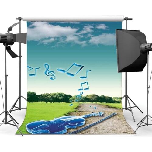 Band Concert Backdrop Guitar Music Notes Jungle Forest Backdrops Blue Sky White Cloud Dirt Road Photography