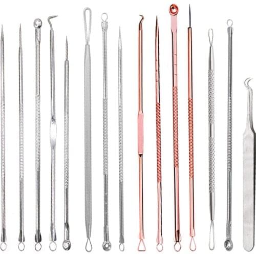 Double Head Acne Needles Face Care Stainless Steel Acne Blackhead Remover Needles Extractor Pimple Blemish Comedone Removal Kit
