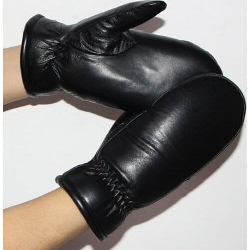 High Quality Men Sheepskin Gloves Genuine Leather Glove Women For Male Winter Mittens Outdoor Warm Fur Thickening Thermal Gloves