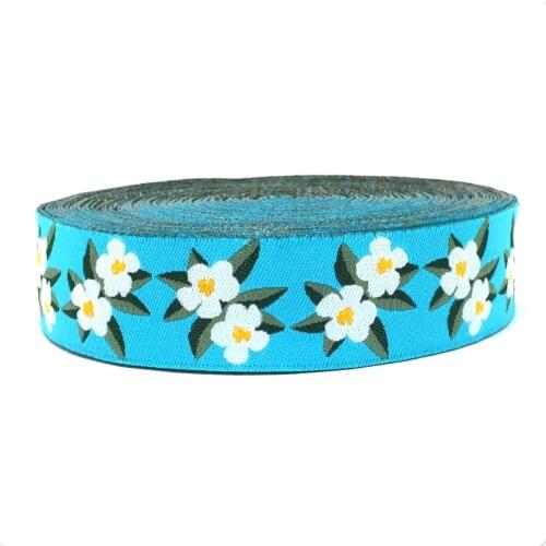 ZERZEEMOOY 2016 New clothing accessories 22mm 7/8" 10y/lots Woven Jacquard ribbon White flowers ribbon dog ribbon