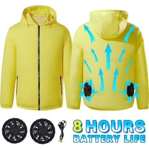 Summer Cooling Fan Jacket Running Hiking Cycling USB Power Supply Air Conditioning Clothing Outdoor Fishing Camping Windbreaker