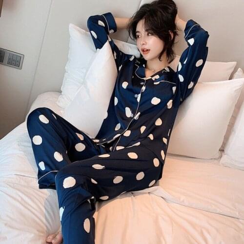 Cute Women Pajamas Pyjamas Set Long Sleeve Sleepwear Pijama Mujer Pajama Suit 2 Pieces Night Home Wear Nightgown Plus Size