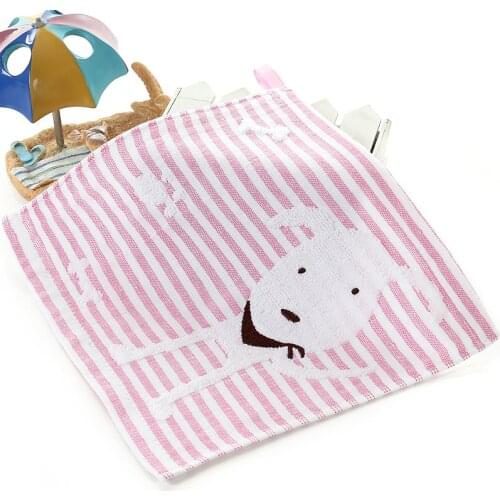Fashion Stripe Dog Pattern Small Square Handkerchief Face Hand Wash Towel For Kids Children 25.5*25.5cm FS0655