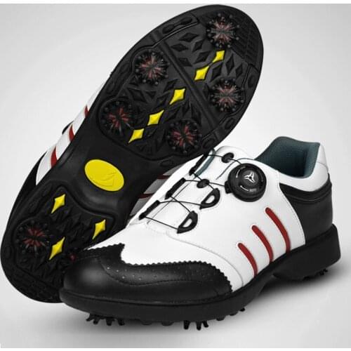 Mens Movable Nail Skidproof Golf Shoes Mens Genuine Leather Breathable Professional Golf Sneakers Knob Buckle Shoes D0608
