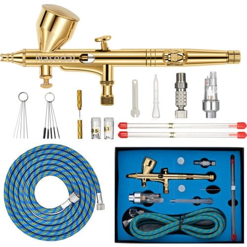 Nasedal Gravity Dual-action Mini 9cc Airbrush Gold Paint Nail Spray Gun Makeup Airbrush Face Tattoo Art Cake Painting Tool Kit
