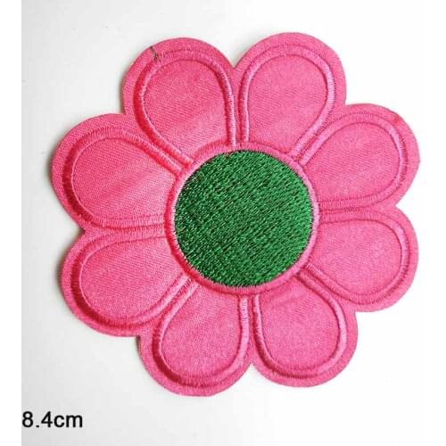 Pink Flower Iron On Embroidered Clothes Patches For Clothing Stickers Garment Apparel Accessories