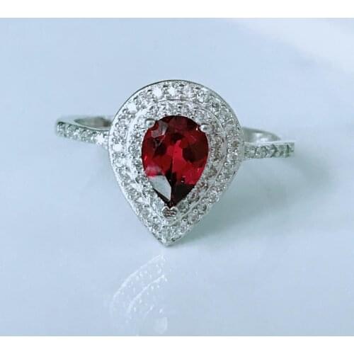 Natural red garnet Ring S925 Silver Natural Gemstone Fashion Elegant Surround cross Ring Womens wedding Rings Jewelry