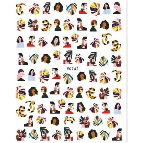 Newest WG742 ladies design 3D nail sticker decal stamping back gule DIY nail decoration tools