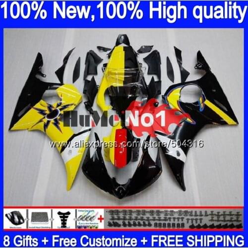 Body For YAMAHA YZF600 YZF R6 600CC YZF 600 R 6 CC Yellow black 5MC.15 YZF-600 YZF-R6 2003 2004 2005 YZFR6 03 04 05 Fairings