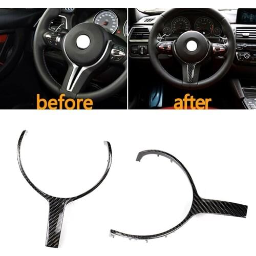 1 Pcs Steering Wheel Trim Cover Real Carbon Fiber For BMW F20 F22 F30 F31 F32 F33 F36 F10 F06 F12 F13 F15 F16 M-sport Only