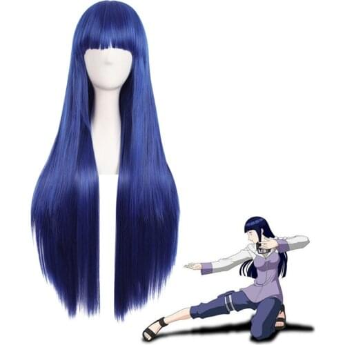 Anime Hyuga Hinata Straight Hair Neat Bang Cosplay Wigs + Wig Cap