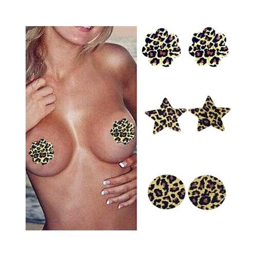 Candiway Sexy Leopard Series Disposable Self Adhensive Nipple Pasties Cover Breast Flirting Accessories For Women