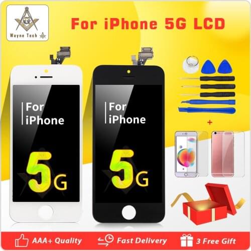 Retail AAA+++ Quality Screen For iPhone 5G LCD Display With Tools + Case + Tempered Glass Free Shipping