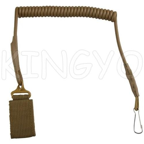 Airsoft Retail Adjustable Single Point Pistol Secure Spring Lanyard Sling with Belt Outdoor Combat Gear Tan Color
