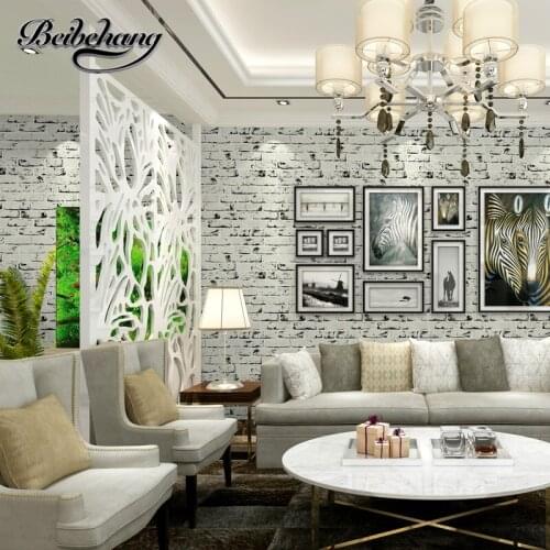 Beibehang Thick Mediterranean white brick pattern nonwovens culture brick wallpaper living room restaurant TV wall wallpaper