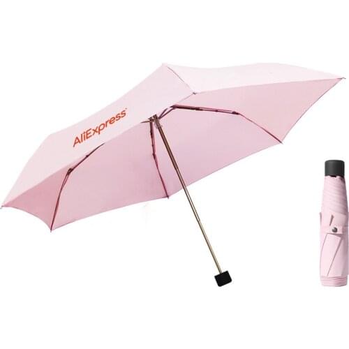 Tri-Fold Ultra-Light Pink Folding Umbrella Small and Portable Umbrella for Shelter From Wind Rain gear Anti-UV Waterproof Travel