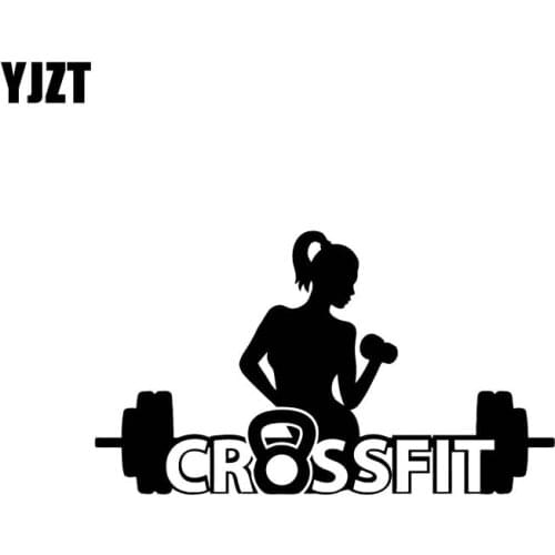 YJZT 13.6*7.9CM Crossfit Hot Fitness Girl Car Sticker Silhoutte Fashion Style Cartoon Vinyl Decal Black/Silver C20-0737