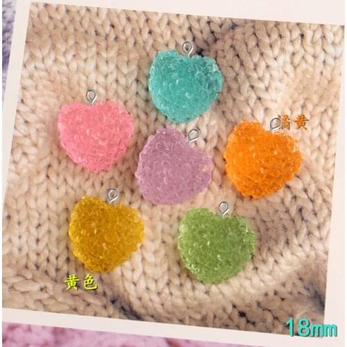 10pcs 18mm Mix Resin kawaii cabochon heart shape sugar candy sweet charms diy jewelry making ornament craft decoration material