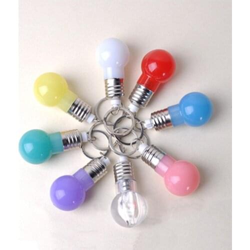 100pcs/lot Mixed Colors LEB Colorized Light Bulb Keychain Mini Bulb Lamp Keyring Gifts Clear Lamp Torch Key Ring