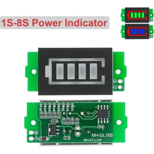 1S-4S-8S Single 3.7V Lithium Battery Capacity Indicator Module 4.2V Blue Display Electric Vehicle Battery Power Tester Li-ion