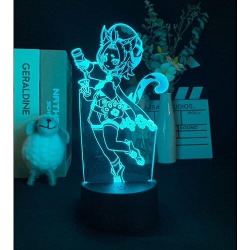 Game Genshin Impact Diona 3D NightLight Bluetooth Speaker Acrylic Home Bedroom Bedside Lamp Reading Lamp 16 Color Remote Control