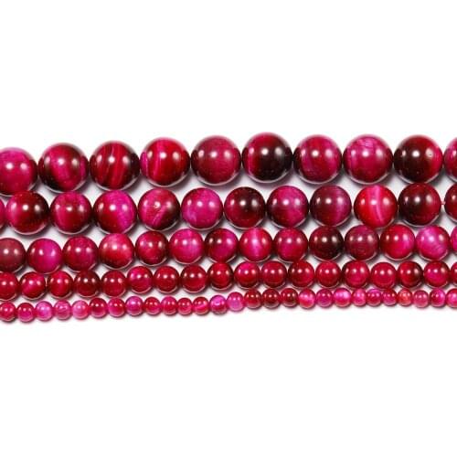 4 6 mm Natural Stone Rose Red Tiger Eye Agat Round Beads Loose Spacer Bead For Jewelry Making DIY Accessories Materail