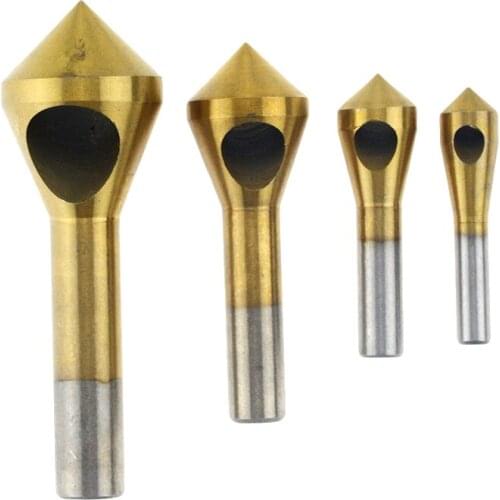4pcs/set 2-5/5-10/10-15/15-20mm Titanium Coated Countersink Deburring Center Stepped Metal Drill Bits Expanding Chamfering Tools