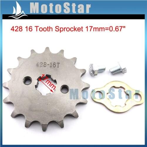 428 16 Tooth 17mm Front Chain Sprocket Gear For 50cc 70cc 90cc 110cc 125cc 140cc 150cc 160cc ATV Quad Pit Dirt Trail Bike