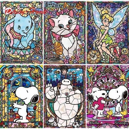 5D Diamond painting Cartoon white elephant Cat Dog mosaic Picture Square/Round Drill Embroidery Cross stitch Gift Home decor