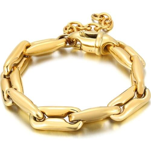 KALEN 18K Huge Heavy Chunky Chain Bracelet Women 316L Stainless Steel Summer Shiny Thick Gold/Silver Color Statement Jewelry