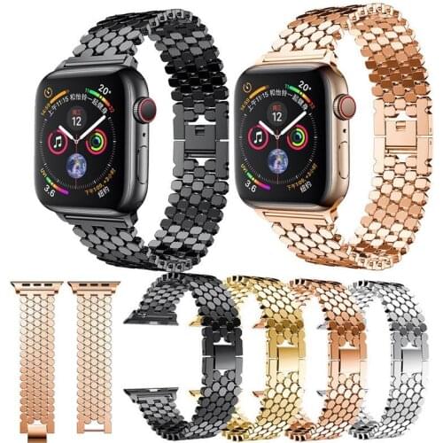 Strap for apple watch band correa applewatch 44mm 40mm 42mm 38mm iwatch series 6 SE 5 4 3 Shine Metal Stainless steel bracelet